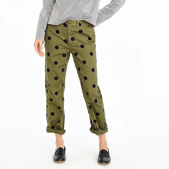 J. Crew Pants - NWT JCrew Boyfriend Chino in Polka Dot